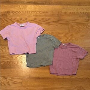 Pink and Green Cropped Tee Shirt Set Lot XS